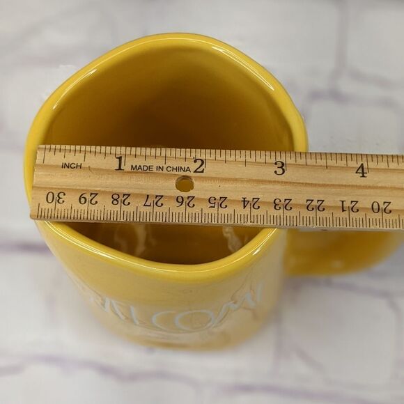 Rae Dunn WELCOME Yellow Pineapple Ceramic Mug Jar with Lid Topper - Picture 6 of 8